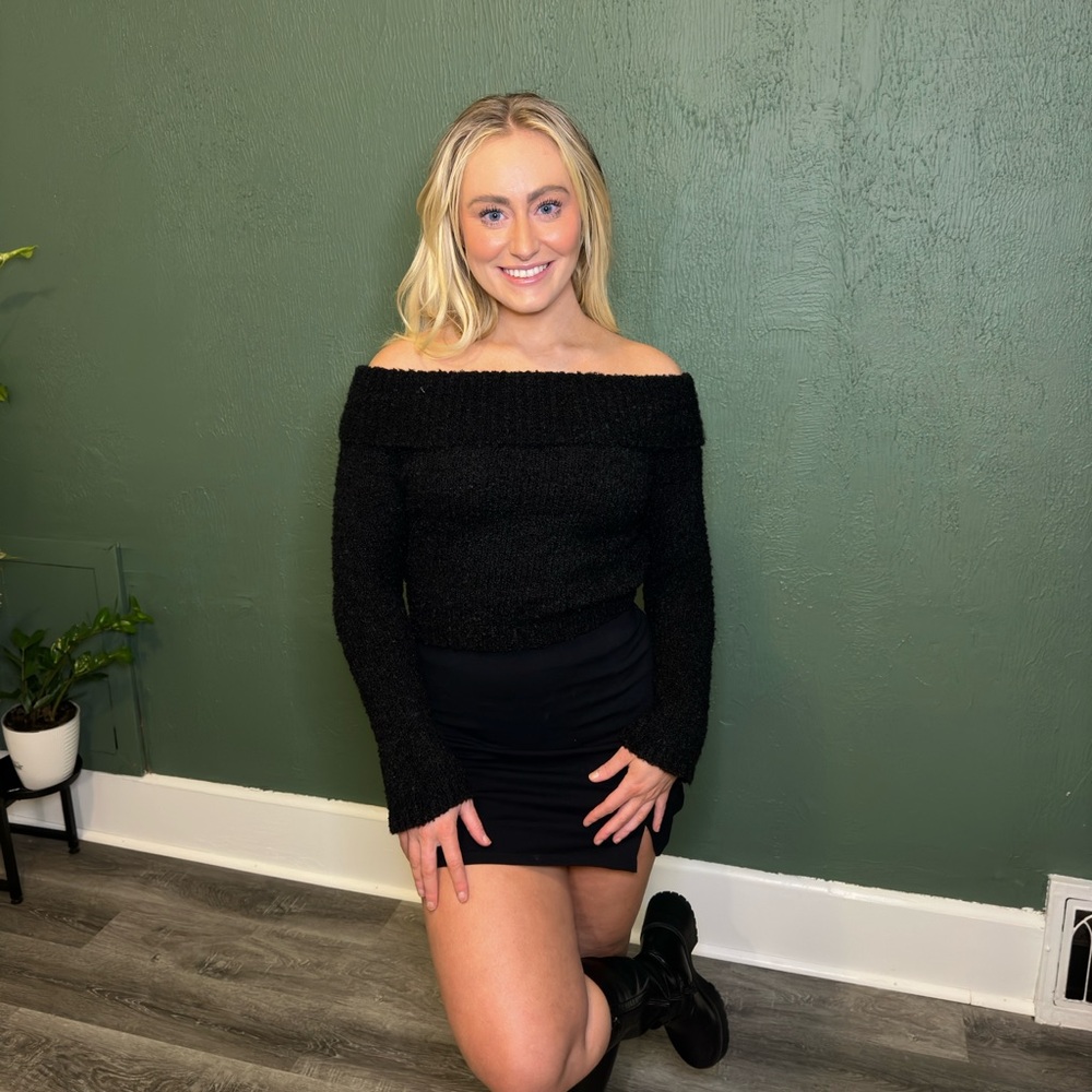 Black Off-Shoulder Sweater